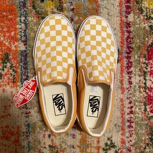 NWT Yellow Checkerboard Slip On Vans!